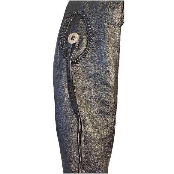 Vintage Black Leather Motorcycle Biker Jacket Women's Sz Small Fringe Western - Picture 10 of 14